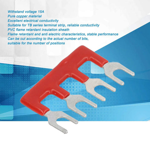 Cuttable Fork Type Jumper Block Terminal Strips 100V 15A Pack Of 15 With PVC Flame Retardant Shell Premium Copper Conductor