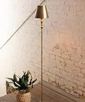 Antique Gold Table Lamp With Metal Shade, Tall 40 Inch Height, 13.75 Inch Width, Vintage Vibe For Living Room, Solid Metal Construction