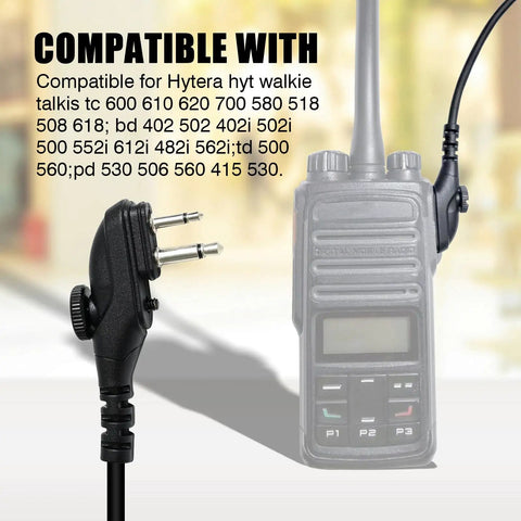 Workhorse Walkie Talkie Speaker Microphone With 3.5mm Audio Jack For Hytera Radios Including BD502i BD612i PD502i