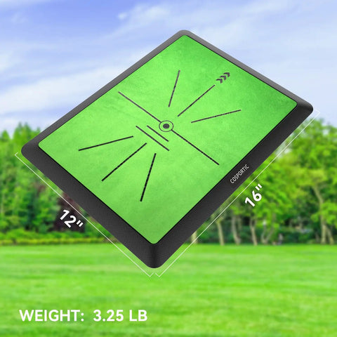 Premium Golf Hitting Mat With Swing Path Feedback For Indoor And Outdoor Practice 16 By 12 Inch in green field