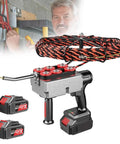 Heavy Duty Automatic Wire Threading Machine Electric Wall Cable Puller Battery Powered Cord Fishing Tool with dual batteries and cable.
