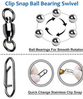 Beefy Heavy Duty Snap Swivels Set With Stainless Rolling Bearings For Freshwater Fishing Stainless Steel Clips In Black Nickel Finish 25 Pack 45 Pound Test High Strength, black nickel snap swivel