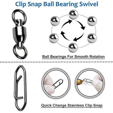 Beefy Heavy Duty Snap Swivels Set With Stainless Rolling Bearings For Freshwater Fishing Stainless Steel Clips In Black Nickel Finish 25 Pack 45 Pound Test High Strength, black nickel snap swivel