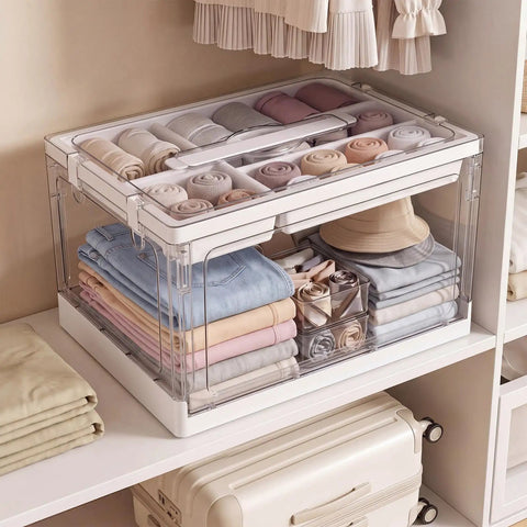 24 Quart Clear Plastic Storage Bins 2 Pack Double Layer Craft Organizer With Divided Sections For Sewing Supplies Keepin Your Hobby Corner Super Tidy Zero Grind Game Changer Setup