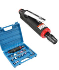 Heavy Duty One Quarter Inch Air Angle Die Grinder Killer Pneumatic Rotary Polisher With Dial In Speed Control in blue tool case.