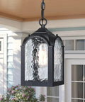 Waterproof Outdoor Pendant Light With Adjustable Chain In Black Finish Modern Farmhouse Exterior Hanging Porch Light For Front Door Patio Entryway Or Balcony Durable Weatherproof Outdoor Lighting