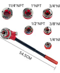 Pro Grade Ratchet Pipe Threader Kit With Six Dies One Quarter Inch Through One And A Quarter Inch Ergonomic Long Handle