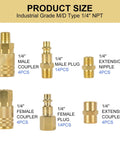45 Piece One Quarter Inch NPT Air Hose Fittings Kit With Quick Connects Including Male And Female Plugs