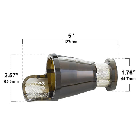 Juicer Replacement Screen For Models J8006HDS J8006HDC J8008C 8007 8008 MM900HDS Black 1 Piece shown with dimensions