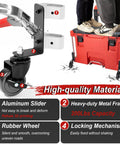 Milwaukee Packout Compatible 360 Degree Dual Front Wheels for Rolling Toolboxes showcasing aluminum slider and rubber wheel