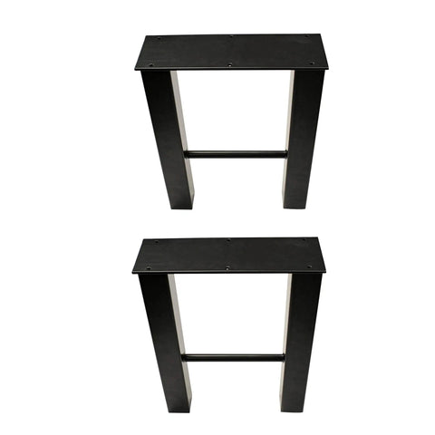 Beefy Industrial Metal Table Legs 28 Inch Black Set for DIY Furniture Built to Last in black steel shown from front angle