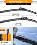 Volkswagen Jetta And Passat Windshield Wiper Blades Replacement Set Of 2 24 Inch And 19 Inch Top Lock 16mm for NA models