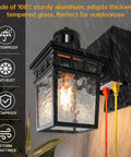 Outdoor Porch Light With Built In GFCI Outlets Dusk To Dawn Motion Sensor Exterior Light Fixture, waterproof and storm-resistant