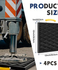 Four Piece Heavy Duty RV Jack Pads With Easy Grip Handles 12 X 12 X 1 Inch Durable Polyethylene stabilizer blocks beneath RV jack.