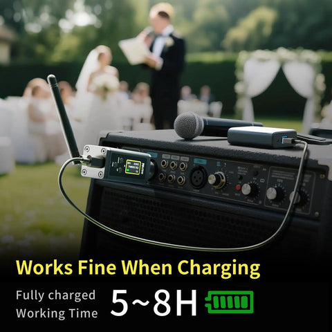 Wireless XLR Transmitter Receiver With Built-In 48V Phantom Power, Ultra Long 470FT Range For Studio Condenser Mics No extra Boxes Needed on audio equipment.