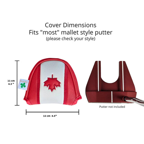 Driver Putter Mallet Style Head Cover With Alignment Stick Holder Hybrid Fairway Wood Cover Canada Flag Style, red and white