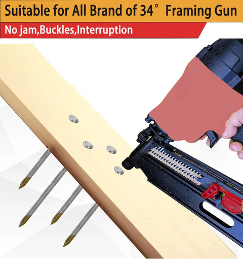 Pro Grade Smooth Shank Framing Nails Bulk Pack Features 2 Inch 2.5 Inch 3 Inch And 3.5 Inch Variants used in framing gun with wood.