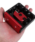 Heavy Duty Adjustable Dowel Cutter Jig For Drill With 8 Precision Holes CNC Aluminum Alloy in hand for woodworking projects.