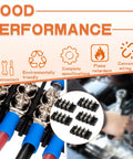 Three Pack 10 Circuit Dual Row Screw Terminal Strip Kit With 60 Heat Shrink Wire Fork Connectors, Great Value Flame Retardant PC Engineering Materials For DIY Electronics, Easy Wire Management And Reliable Connections; close-up with wires