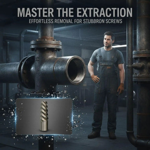 Six Pc Easy Out Screw Extractor Set Helps You Pull Broken Fasteners, Stripped Bolts and Rusty Screws From Faucets Pipes And More With Coarse Teeth Spiral Design Steel Build For Heavy Home Repairs, steel extractor on pipe