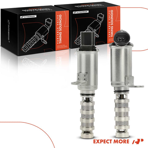 2-Piece Intake And Exhaust Engine Variable Valve Timing VVT Solenoid Kit For Hyundai And Kia Models Including Elantra Coupe And GT Sonata Tucson Veloster Kona Soul Optima Forte Koup Seltos Forte5 displayed with packaging