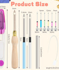 13 Piece Punch Needle Kit With Wooden Handle Adjustable Punch Needle Embroidery Tools Threaders Scissors And Stainless Pipe Handle
