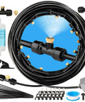 Outdoor Patio Garden Misting System With 50 Ft Line And 17 Nozzles Preassembled Misters Water Filter Brass Adapter for cooling