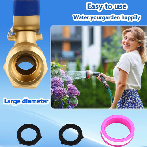 Heavy Duty Outdoor Hose Spigot Brass Lead Free With Three Quarter Inch NPT And Male GHT Threads High Flow Full Bore Valve