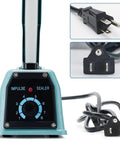 Close-up of Heavy Duty 12 Inch Bag Sealer With 2mm Seal Width Iron Impulse Heat Sealer control dial and plugs