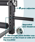 Leg Extension And Curl Machine For Power Rack With 18mm Holes Eight Height Settings And 600lbs Max Load Black attachment detail