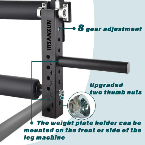 Leg Extension And Curl Machine For Power Rack With 18mm Holes Eight Height Settings And 600lbs Max Load Black attachment detail
