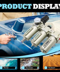Heavy Duty 1/2 Inch Npt Industrial Three Stage Air Dryer Filter With Auto Drain For Compressed Gas Moisture And Oil Removal Slick Pneumatic Filtration System installed on automotive service.