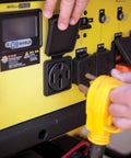 Close-up of ports on 15,000-Watt MKE Series Portable Generator With Electric Start and CO Shield, 9-Hour Runtime, 78 dBA at 23 Feet