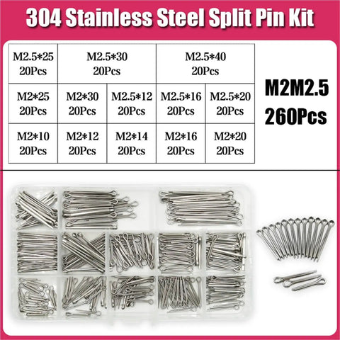 304 Stainless Steel Cotter Pin Set Kit With M1.5 To M6 Sizes, Whistle Hairpin U Pins, Tractor Pins, Split Pins For Beefy, Heavy Duty