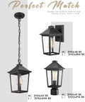 Two Pack Outdoor Wall Lanterns With Seeded Glass Industrial Matte Black Sconce Lights For Front Porch Weatherproof ETL