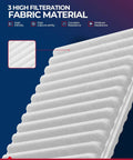 Close-up of high filtration fabric material in Engine Air Filter CA10910 Replacement For Mitsubishi Lancer 2013-2017, Outlander 2014-2020.