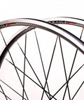Close-up of 700C Road Bike Wheelset With Aluminum Rim And Carbon Hub, V Brake Quick Release For 7 To 11 Speed Cassettes