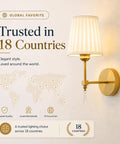 Gold Cordless Wall Sconces Set Of Two Battery Operated Rechargeable Dimmable Led Lamps With Fabric Shades mounted on wall.