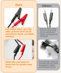 Comparison of clip adapters for All In One Circuit Breaker Finder And Outlet Tester Kit showing rubber-wrapped vs standard clips.