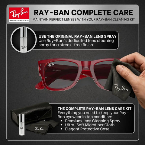 RB0840S Square Non Polarized Sunnies For Men And Women With Dark Grey Lenses Includes Official Eyewear Kit with lens care items