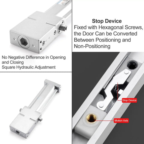 Concealed Hydraulic Door Closer With Soft Close Damper And Hold Open Feature, anti slam gate closer components and mechanism