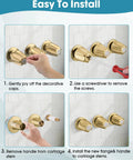 Installation steps for Metal 3 Piece Shower Knob Set With Handle Flange Replacement For Verve Tub And Shower Faucets Hot And Cold Remodel Kit Brushed Gold