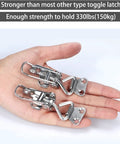 Hand holding 2 Pack 316 Stainless Steel Toggle Latch Clamp For Marine Cabinets And Boxes, Heavy Duty Lever Handle Locking Hasps