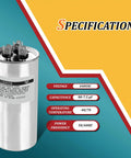 UltraTemp Heat Pump Capacitor Replacement For Air Conditioners And Pool Heaters with specifications shown