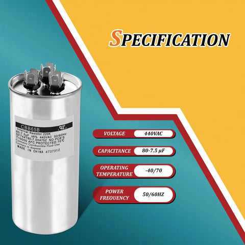 UltraTemp Heat Pump Capacitor Replacement For Air Conditioners And Pool Heaters with specifications shown