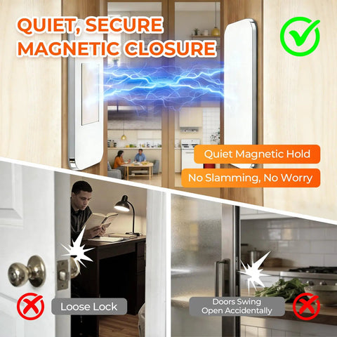 8 Pack Magnetic Cabinet Door Catch Set with 15 Lb Hold ensuring secure closure on cabinet doors with no slamming effect.