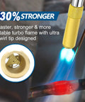 Propane Torch Head With 4.7 Foot Hose For Easy Reach And Precise Work MAP Pro Gas Torch Kit with brass tip and flame in action