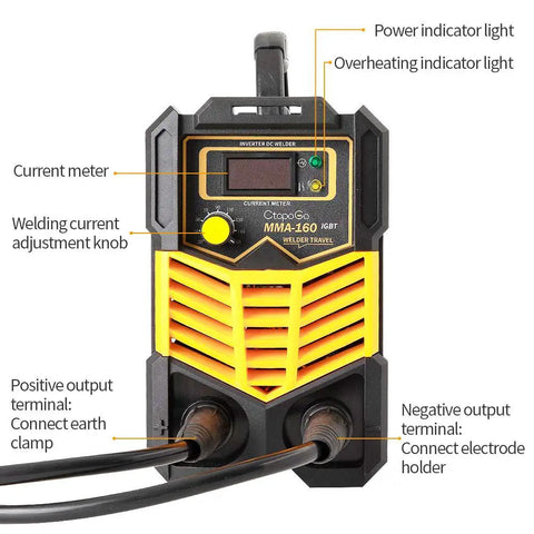 Front view of 160A MMA Beast Arc Welder With IGBT Inverter And Digital LCD Display Hot Start Anti-Stick Arc Force for easy use