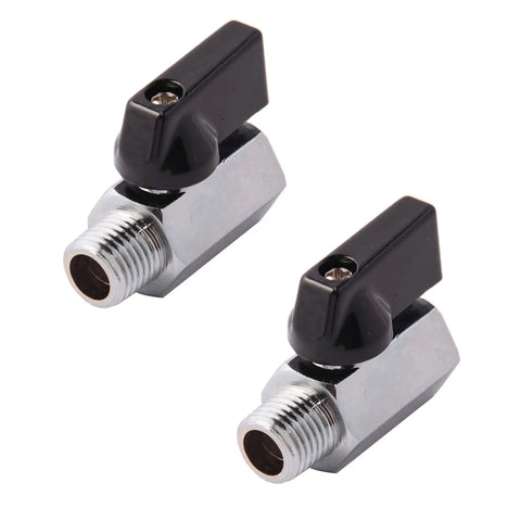 Pack Of 2 Brass Mini Ball Valves 1 Quarter Inch NPT Male To Female Shut Off Valve Chrome Plated Quarter Turn Operation For Shower Heads