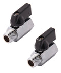 2 Pack 3/8 Inch Brass Mini Ball Valve NPT Male To Female Shut Off, Quarter Turn Operation, Chrome Plated